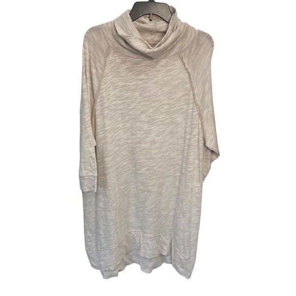 FP Beach Cowl Neck Dress Coverup One‎ Size Pockets Beige Lagenlook - Picture 1 of 4